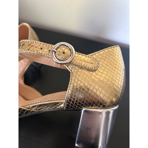 Millie ankle-strap heels in snake-embossed Italian leather Item BM688, Size 5 - Picture 6 of 9